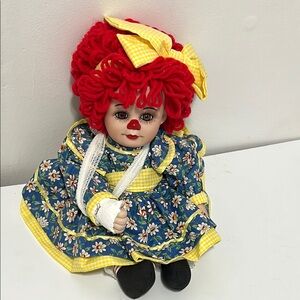 Marie  Osmond Colorful Rag Doll with Red Hair and Blue Dress